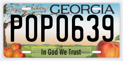GA license plate POP0639
