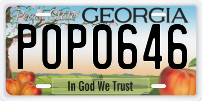 GA license plate POP0646