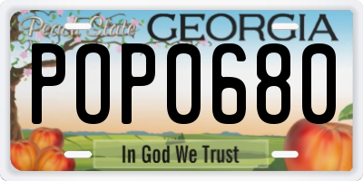 GA license plate POP0680