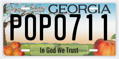 GA license plate POP0711