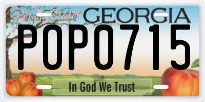 GA license plate POP0715