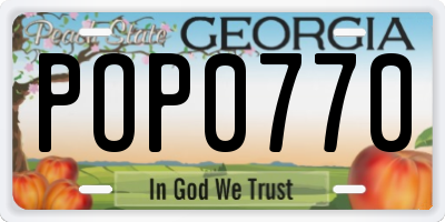 GA license plate POP0770
