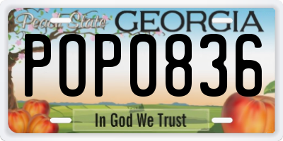 GA license plate POP0836