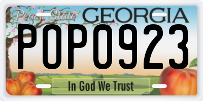 GA license plate POP0923