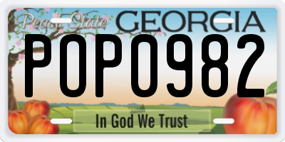 GA license plate POP0982
