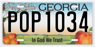 GA license plate POP1034