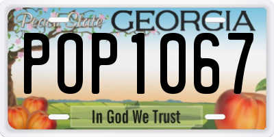 GA license plate POP1067