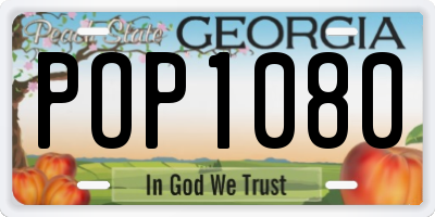 GA license plate POP1080