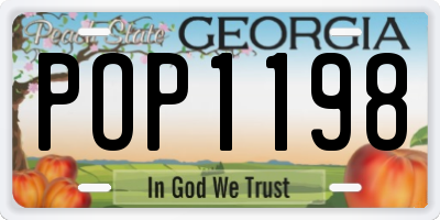 GA license plate POP1198