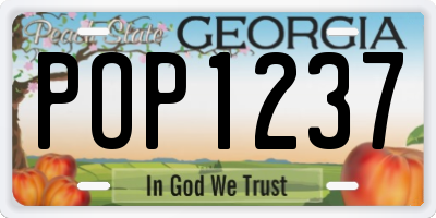 GA license plate POP1237