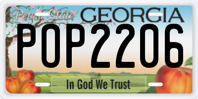GA license plate POP2206