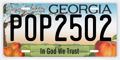 GA license plate POP2502