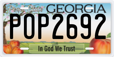 GA license plate POP2692