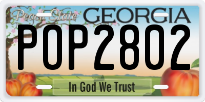 GA license plate POP2802