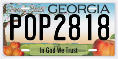 GA license plate POP2818