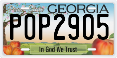 GA license plate POP2905