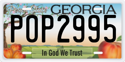 GA license plate POP2995