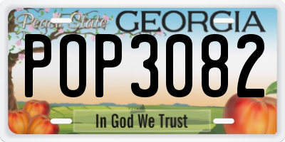 GA license plate POP3082