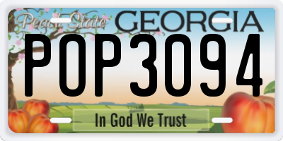 GA license plate POP3094