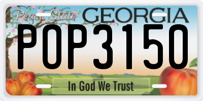 GA license plate POP3150