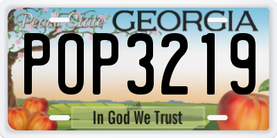 GA license plate POP3219