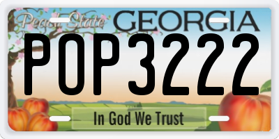 GA license plate POP3222