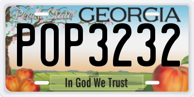 GA license plate POP3232
