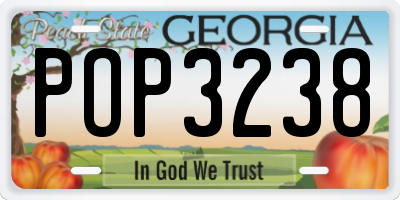 GA license plate POP3238