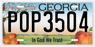 GA license plate POP3504