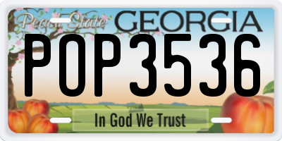 GA license plate POP3536