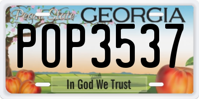 GA license plate POP3537