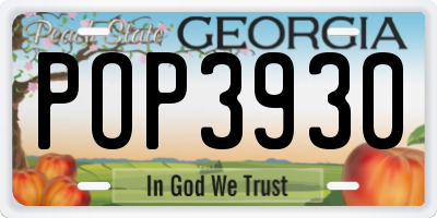 GA license plate POP3930