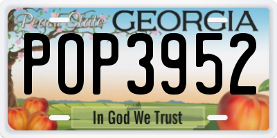GA license plate POP3952