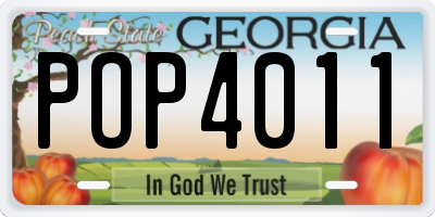 GA license plate POP4011