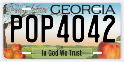 GA license plate POP4042