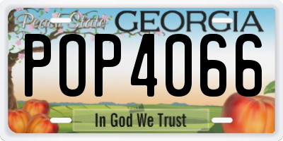 GA license plate POP4066