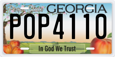 GA license plate POP4110