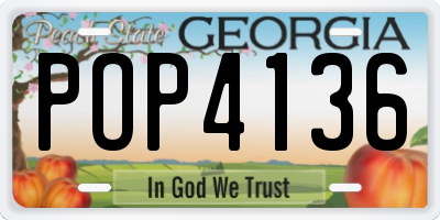 GA license plate POP4136