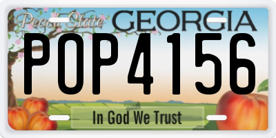 GA license plate POP4156