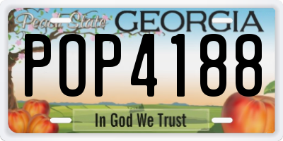 GA license plate POP4188