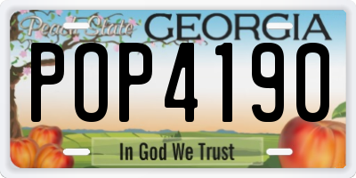 GA license plate POP4190