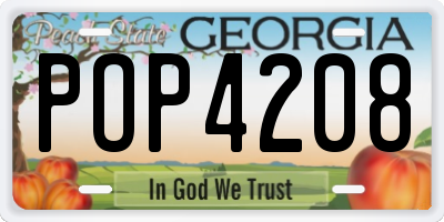 GA license plate POP4208