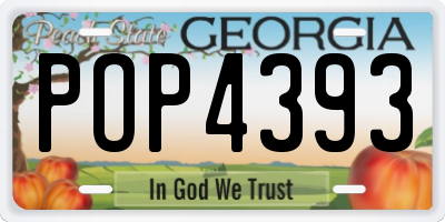GA license plate POP4393