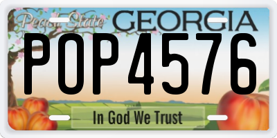 GA license plate POP4576