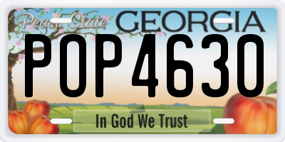 GA license plate POP4630