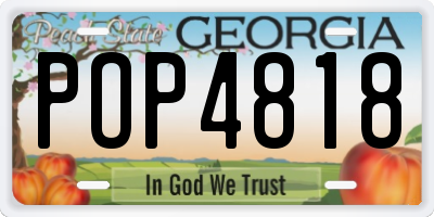 GA license plate POP4818