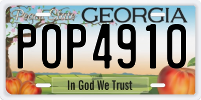 GA license plate POP4910