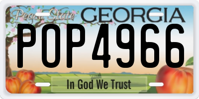 GA license plate POP4966