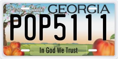 GA license plate POP5111
