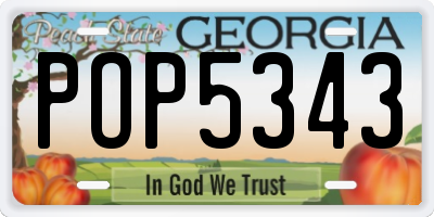 GA license plate POP5343